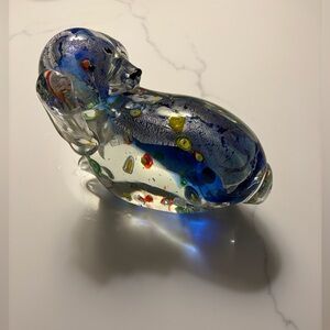 Vintage glass blown paper weight (heavy) dog.